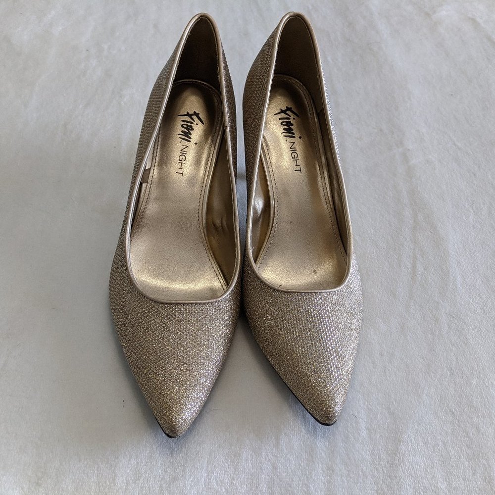 Fioni Night Gold Sparkle Heels Size 8